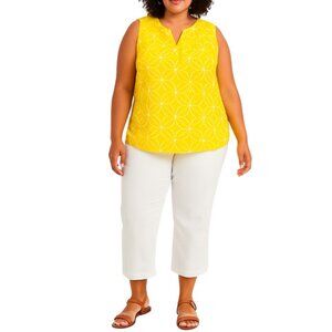 Hanna & Gracie Yellow Geometric Sleeveless Top | Size XXL
